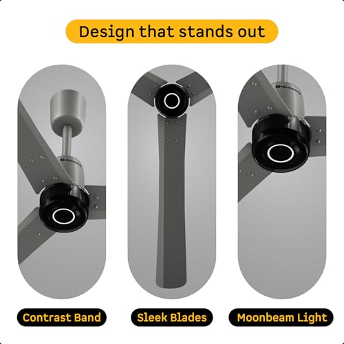 Image of atomberg Renesa Elite Smart 1400mm BLDC Ceiling Fan with IoT & Remote Control | 5 star Rated | High Air Delivery with Moonbeam LED Light | | 3 Year Warranty (Sand Grey)