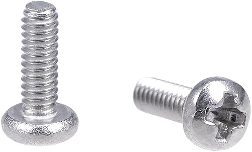 Miniatura 1 de uxcell Tornillos de máquina M2x6mm Pan Phillips Tornillo de cabeza cruzada 304 pernos de sujeción de acero inoxidable 60 piezas
