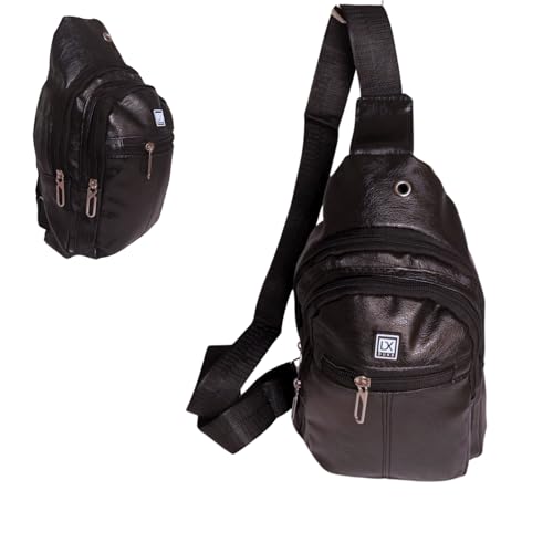 Mini Mochila Pochete Bolsa Tiracolo Transversal Ombro Masculina Feminina Saída Fone de Ouvido Couro sintético Shoulder Bag - Lene (Preto)