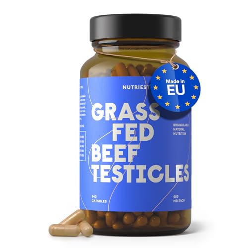 Nutriest Rinderhoden & Austernextrakt Kapseln (240 Stück) Beef Testicles Supplement | Bio-Weiderind aus Europa | 100% EU-Weidehaltung | Energie Muskelaufbau & Testosteronspiegel