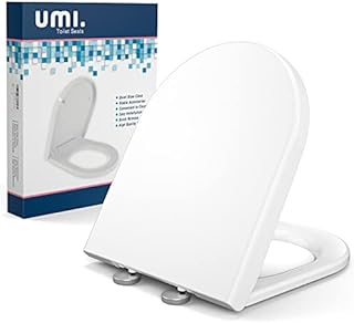 Amazon Brand - Umi Soft Close Toilet Seat Slow Close Without Slam, Adjustable for Perfect Fit, Never Loosen, Easy to Install, Fits Most Standard D/U Shaped Toilets, White