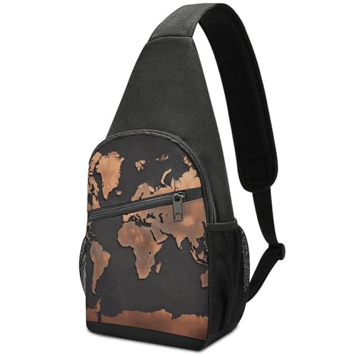 Bolso cruzado casual tipo bandolera con mapa mundial miniatura 1