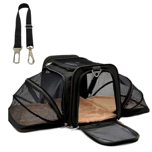 Bolsa Pet Transporte Expansível Preta + Cinto de Segurança