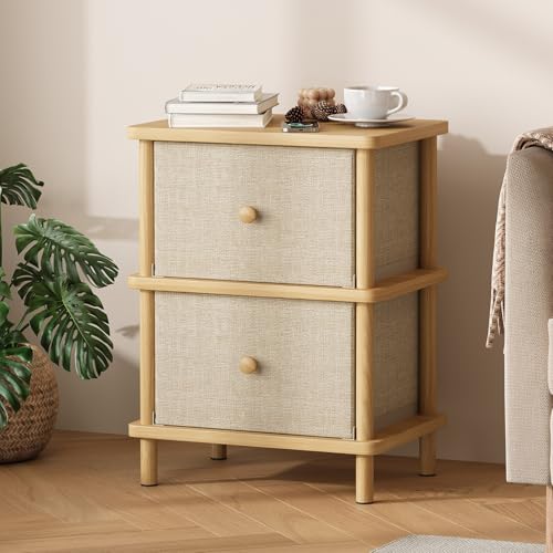 Apicizon Nightstand with 2 Storage Drawers, Boho Side Table with