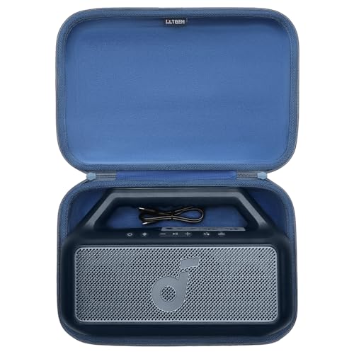 LTGEM Hard Travel Cases for Soundcore Boom 2 Outdoor Speaker - Protective Carrying Bag(Inside: 11.8" x 7.5" x 2.2"), Case Only, Blue