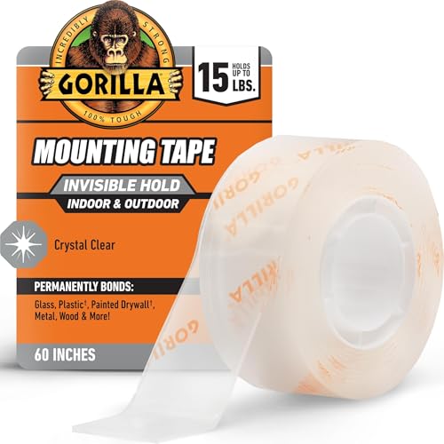 GORILLA Invisible Hold Mounting Tape, Holds Up to 15 lbs, Clear, 1" x 60" - image 1