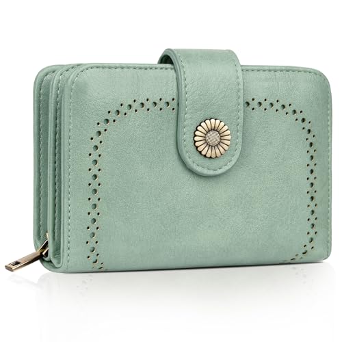 TEUEN Geldbeutel Damen Große Kapazität PU Leder Vintage Portemonnaie Brieftasche Geldbörse Mittelgroß mit RFID-Blockierung und Mehreren Fächern Frauen