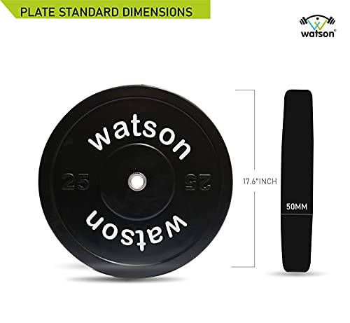 Image of WATSON Dumbbell Plates, 50Kg(25Kgx2) 28mm Bumper Weight Plates With 2 Inch Metal Insert, Strength Training Barbell Weights for Home Gym Workouts