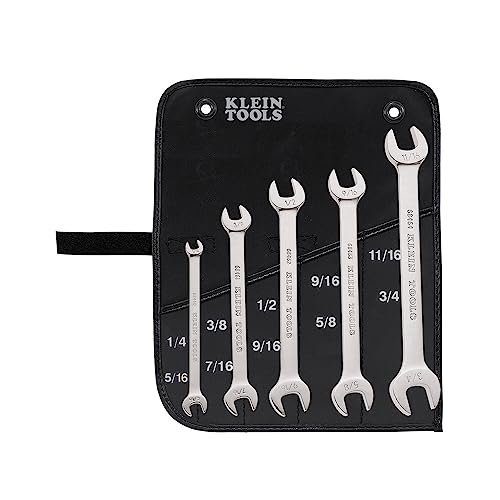 Klein Tools 68450 Open End SAE Wrench Set 5-Piece With Rolling Pouch