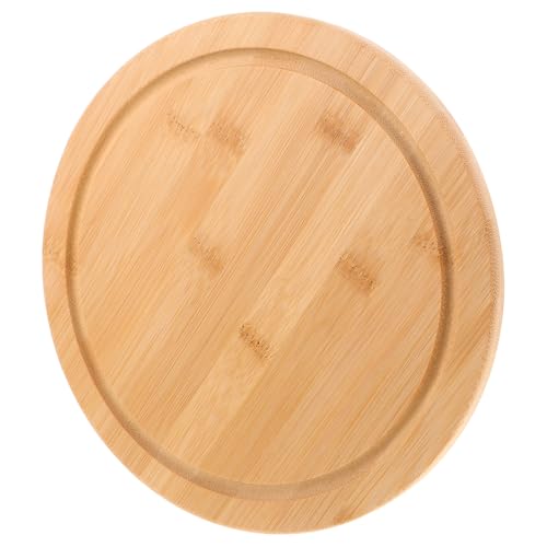 POPETPOP Bandeja de Bambú y Fácil Mantenimiento Función Antideslizante Redonda para Servir Frutas y Verduras Adecuado para Ocasiones de Comida y Cocinas Ocupadas