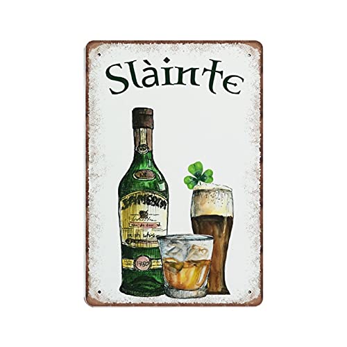 Targa in metallo con scritta "Toast Sláinte" irlandese e scozzese per la tua salute", ideale come regalo per San Patrizio, decorazione da parete per la casa e il portico, 140x200 mm