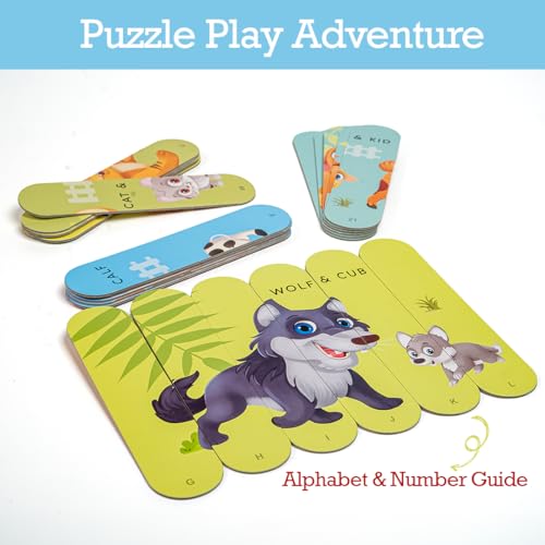 Image of THE BOOK TREE Animals & Their Babies Stick Puzzle | 24pcs Double-Sided Cardboard Puzzles | 8 Animal & Their Puzzles for Learning & Play | Enhances Focus & Creativity | Ideal for Ages 3+