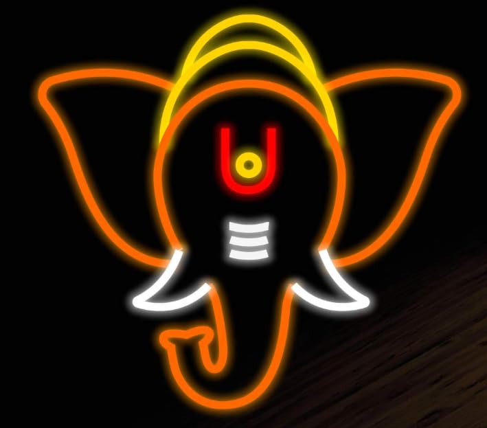 SG PRINT NEON Lord Ganesh Signage 1ft. x 1ft. Awesome Neon Ganesha Signs.-image-0