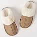 Csfry Women's Slippers Fuzzy Warm Comfy Faux Fur Slip-on Fluffy Fashion Bedroom House Shoes Brown US11-12