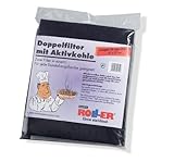  Universal Aktivkohlefilter / Aktiv-Kohlefilter für jede Dunstabzugshaube geeignet- zuschneidbar - 47x57cm - Set Fettfilter + Aktivkohle für geruchsfreie Küche