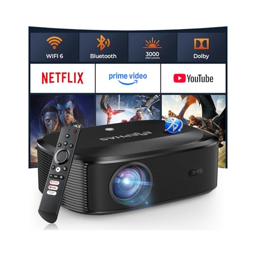 4K Projector with WiFi and Bluetooth - 3000 ANSI Lumens, ELEPHAS Outdoor Movie Projector Compatible...