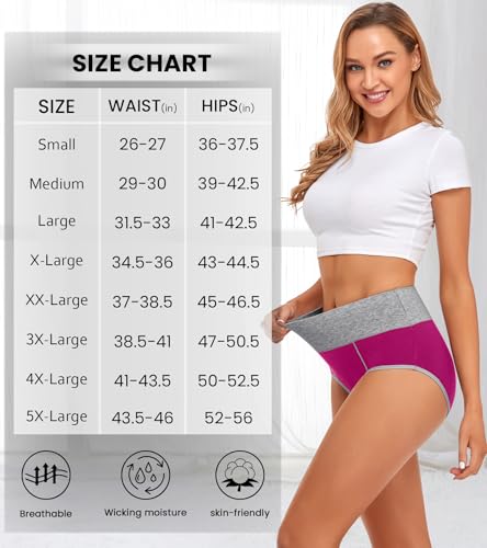 Image of CULAYII High Waisted Underwear for Women Cotton No Muffin Top Full Coverage Briefs Soft Stretch Ladies Panties 5 Pack