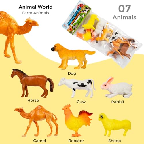 Image of RATNA'S Animal World Farm Animals Set of 7 Pcs, Big Size Realistic Domestic Animal Figurines Toy for Kids