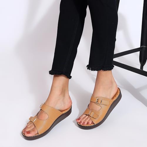 Image of TRASE Orthopedic Extra Soft Double Strap Slippers for Women Footwear | Arch Support Adjustable Strap Cushioned Wedges Doctor Sandals | Comfortable & Lightweight