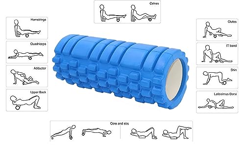 Image of Bodylastics Foam Roller for Deep Tissue Massage, Relief from Sore Muscles Pain, Pre & Post Exercise Fitness Workout Sessions (45 cms, Cobalt)