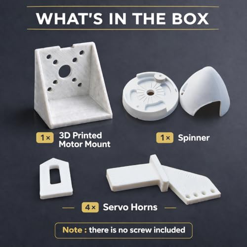 Image of Premium 3D Printed BLDC Motor Mount, Servo horn and Spinner Combo | Compatible with A2212 Brushless Motors | Lightweight 4x4cm L-Bracket Base for DIY RC Planes & Fixed-Wing Aircraft (White)