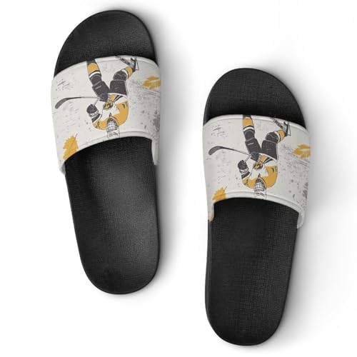 Hockey Players PVC Slippers Sandals for Women Men Open Toe Soft Cushioned Non-Slip Sandal for Indoor Outdoor