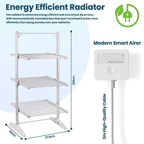 Smart WIFI Heated Electric Clothes Airers Dryer | Radiator Wings Heaters 3-Tier Foldable Indoor Drying Clothing Rack Horses For Heating Towels Laundry Drier System Freestanding Portable Airing - Image 4