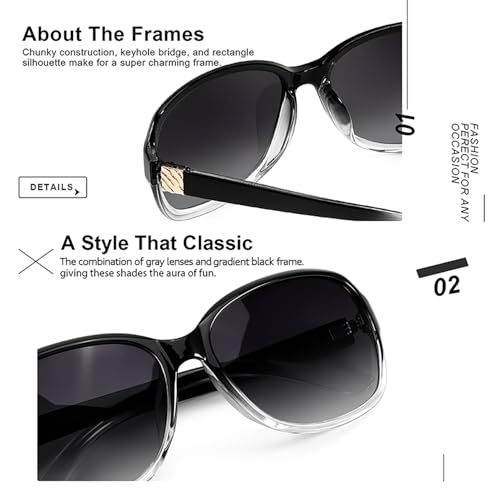 Image of SIPHEW Polarized Sunglasses for Women | Vintage Square Sunglasses w UV400 Protection | Womens Wraparound Shade