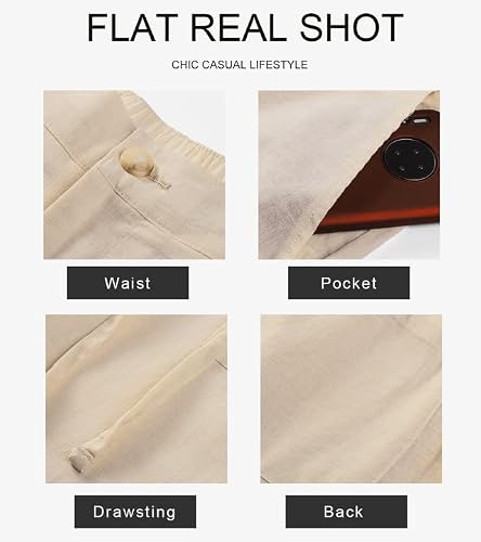 Jmierr Mens Casual Linen Pants Loose Fit Lightweight Elastic Drawstring Trousers Summer Beach Yoga Pant Us 38(Xl) Apricot #TOP4