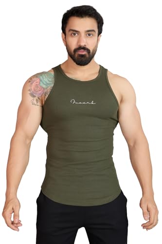 Image of FUAARK Ribbed Slim Fit Gym & Workout Tank for Men's -