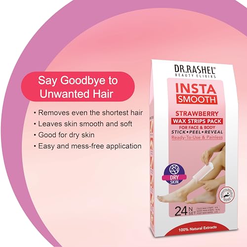 Image of DR.Rashel Insta Smooth Strawberry Wax Strips Pack for face and body(24 Wax Strips)