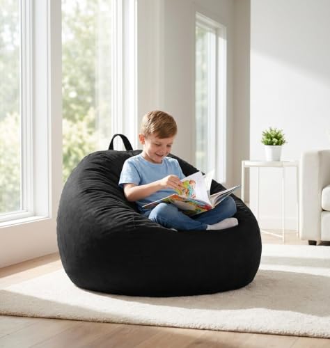 Image of Hobestluk 2FT Bean Bag Chairs Small BeanBag Chair Velvet Fabric