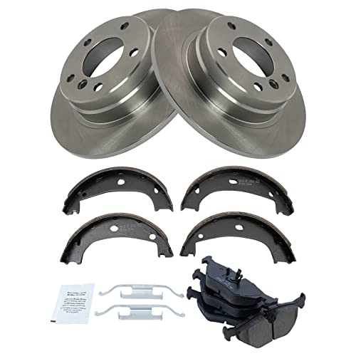 Image of TRQ Rear Brake Pad and Rotor Set Ceramic Compatible with 1992-1998 BMW 318i 318is 1992-1995 325i 1994-1995 325is 1996-1998 328i 1996-1999 328is 1999 323i
