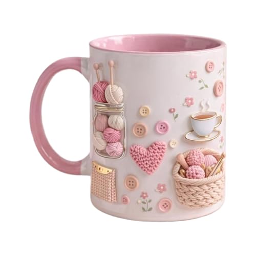 Funny Coffee Mug | 350ml Ceramic Crochet Desk Decor | Novelty Water Mug Coffee Cups | For Yarn Lovers Birthday Party Home School