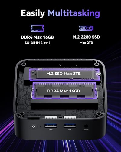 Image of ACEMAGIC Vista V1 N95 Mini Pc, 12Th Gen Intel N95 (Beat N100, Up to 3.6Ghz), 16GB DDR4 RAM 512GB SSD Mini Computers, 4K Dual Display, WiFi /Bt, Vesa Mount, Home /Office Micro Pc