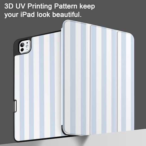 DONGKE Case for iPad Pro 11 inch (M5 2025 / M4 2024, 6th & 5th Generation) – [Built-in Pencil Holder] Ultra Slim PU Leather Trifold Stand Cover with Soft TPU Back, Auto Wake/Sleep, Blue Stripes by DONGKE - Image 8