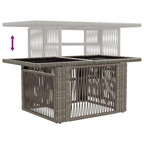 Table de Jardin en Rattan PE gris et plateau verre au design moderne