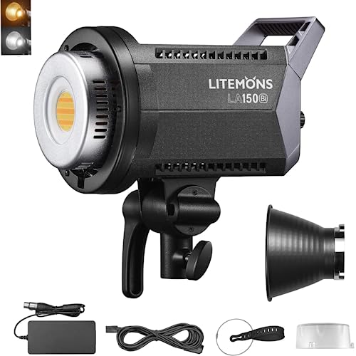 Godox LA150Bi Bicolore LED Vidéo Lampe, 200W 66000LUX@1M LED Light, 2800K-6500K Bowens Mount Light, CRI96+ 11FX Effect 0-100% Dimmable APP Contrôle Studio Lampe