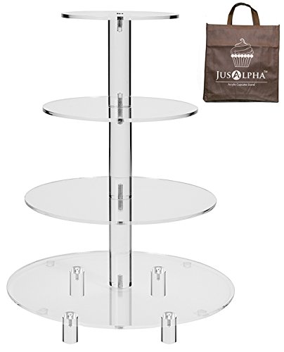Jusalpha 4 Tier Round Wedding Acrylic Cupcake Stand Tree Tower Cu...