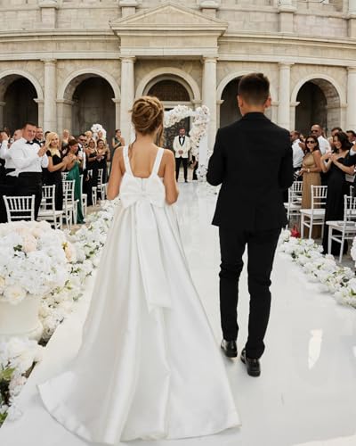 Crewneck Satin Flower Girl Dress Bow Knot A Line Formal Evening Pageant Dresses4