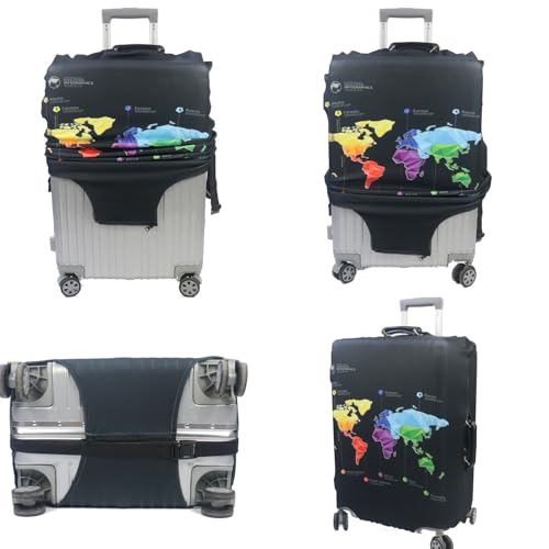 Image of MosaiRudo Thicker Luggage Cover Elastic Suitcase Cover Protector Fits 18-32 Inch Suitcase Travel Accessories, Abstract Map, L, Zipper Closurezipper Closurezipper Closurezipper Closurezipper Closure