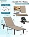 Aluminum Chaise Lounge Chair Outdoor with Wheels, Patio Lounge Chair with Adjustable 5-Position Recliner and Full Flat Tanning Chair for Patio, Beach, Pool, Khaki