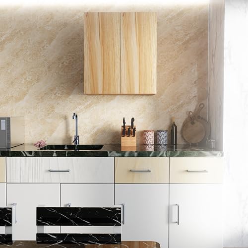 Image of 2 Door Multipurpose Wall Mounted Cabinet with Adjustable & Fixed Shelf | Storage for Modular Kitchen, Bathroom, Office & Living Room | DIY | Color-Asian Light | Size-60x33x63.8 Cm