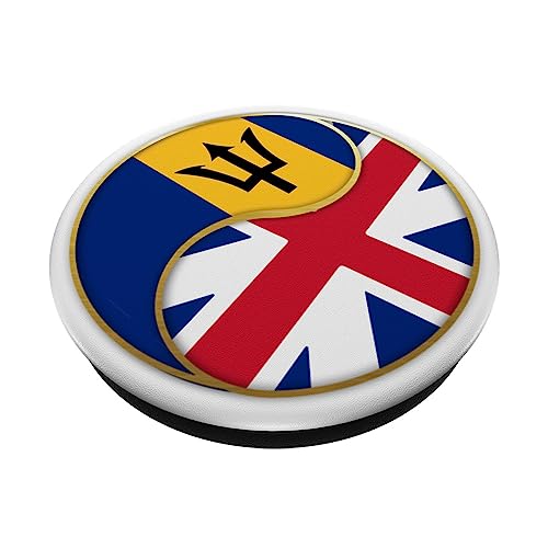 British Barbados Flag for British Barbadian in England UK PopSockets Swappable PopGrip, Black - Image 2