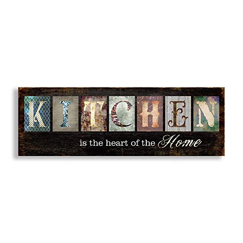 Kas Home Kitchen Wall Decor Inspirational Motto Canvas Wall Art Rustic Farmhouse Kitchen Sign, Framed Home Decor Wood Grain Background Hd Vintage Plaque (5.5 X 16.5 Inch, Kitchen) #TOP1
