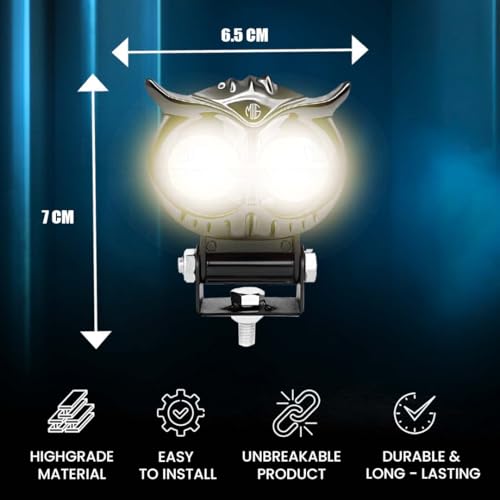 Image of 40W OWL Shape LED Fog Light | Dual Color Yellow & White | Low & High Beam | Universal Fit for Car & Motorcycle | Stylish Projector Lamp Design