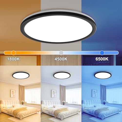 AmazeFan LED Deckenleuchte Dimmbar - 24W 2400LM für Schlafzimmer und Wohnzimmer - Warmes Nachtlicht mit Fernbedienung (2