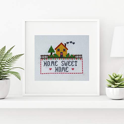 KIT de Punto de Cruz | Home | Tela Aida 14 ct. de 20cm x 20cm | Hilos de bordar | Esquema de Punto de Cruz | Ideal para principiantes | de Delicatela