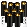 Flickering flameless candles battery operated acrylic led pillar candles with remote control and timer set of 9 black  urban country home decor