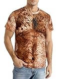 COSAVOROCK Camiseta Muscle Hombre Novedad Disfraz Estampado Abs, Vello Pectoral, L